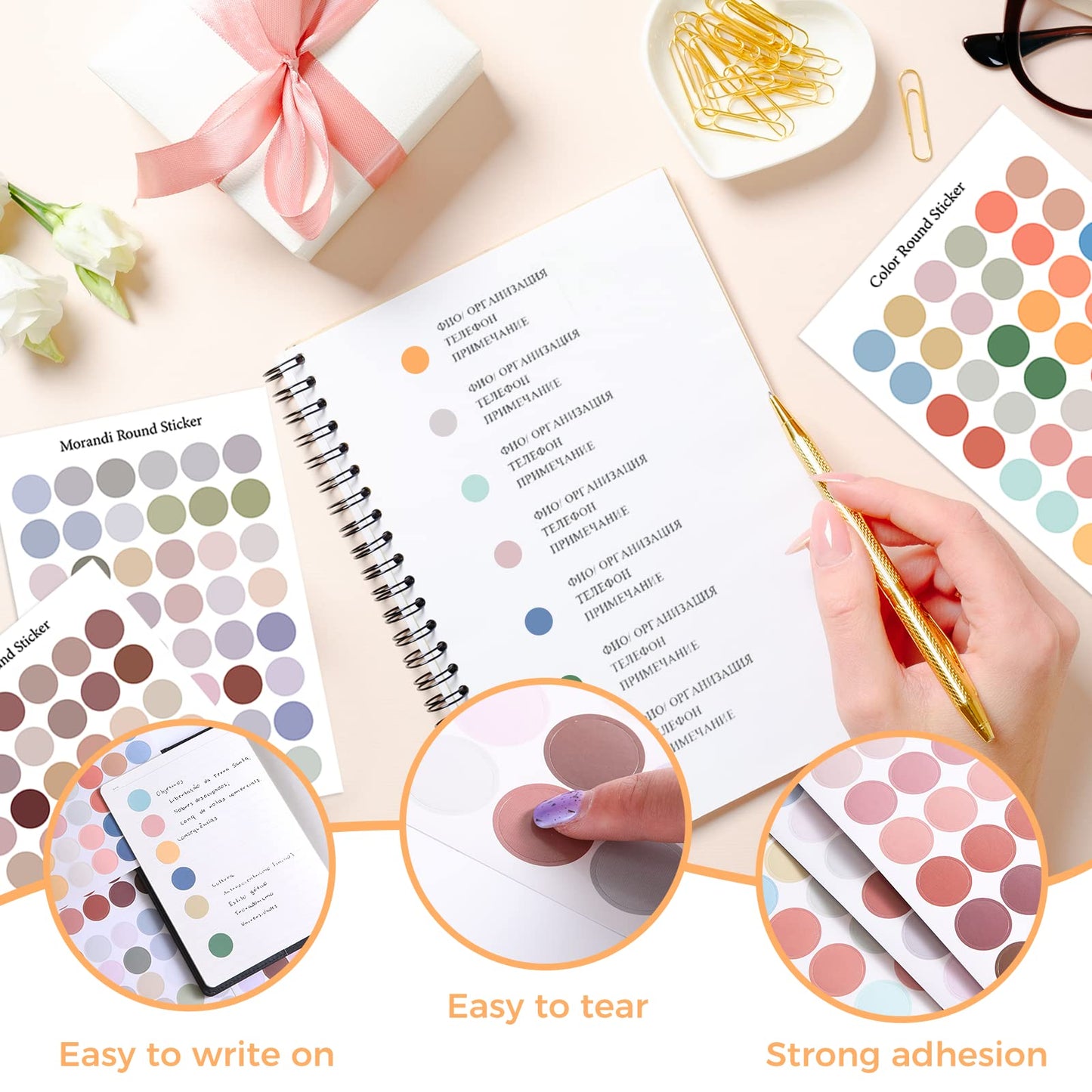 2304 PCS Round Dot Stickers,0.8 Inch Color Coding Labels,Morandi Circular Stickers for Toddlers,Aesthetic Small Sticker Office,Neon Key Identifiers Student Classroom