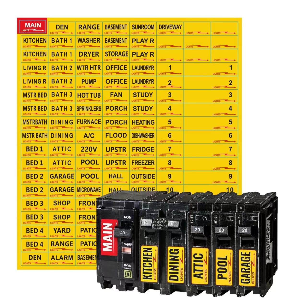 Premium Durable Circuit Breaker Labels, 129 Waterproof Fuse Box Stickers, Easy to Read and Install (Yellow, 1) Yellow