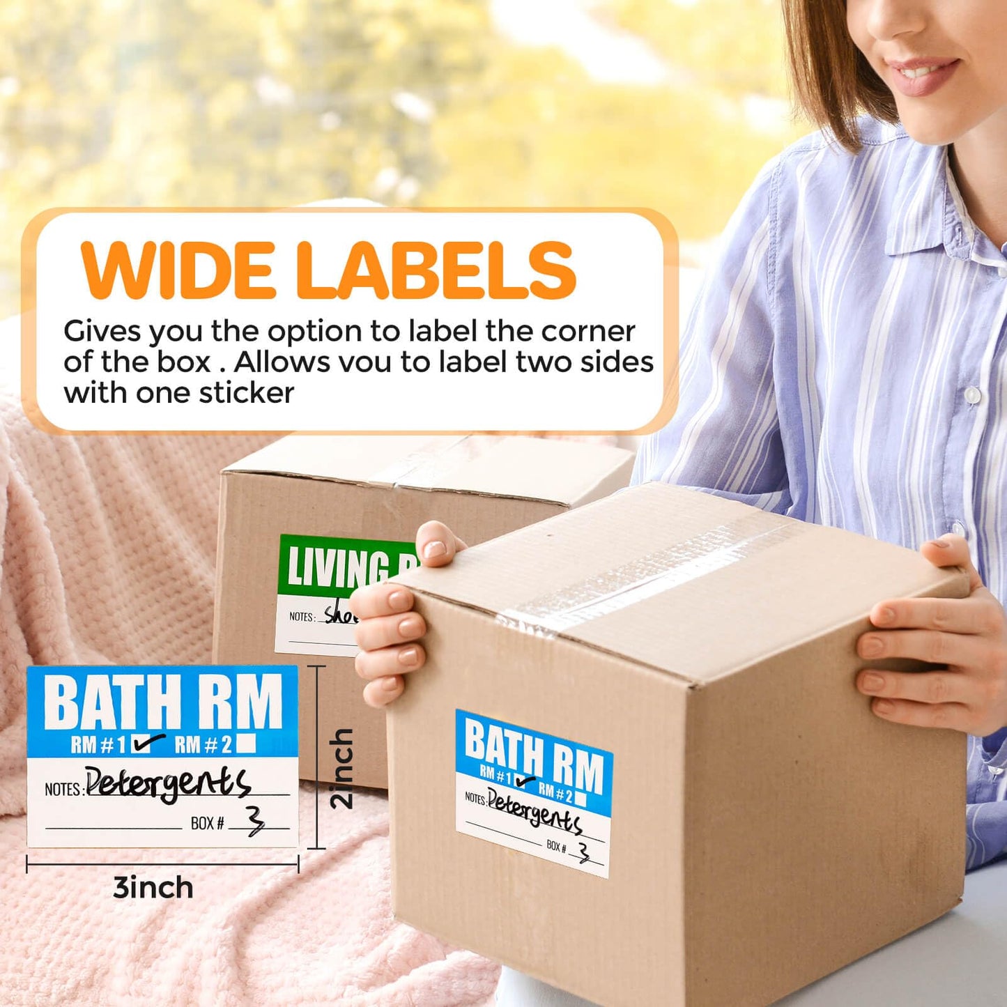 Moving Labels for Boxes 240 PSC Color Coded Labels, Packing Labels for Home Moving. Color Classification is Clear with Writable Notes Areas. Easy to Remove and Leave no Residue