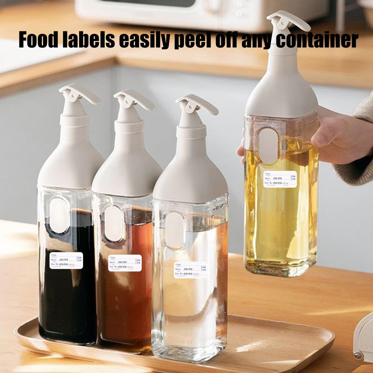 Labels for Food Containers, Kitchen Labels, 2x1 Inch Food Labels Stickers, Freezer Labels to Write On, Removable Labels Tape for Food Storage, Bottle Labels (Green, 500pcs) Green