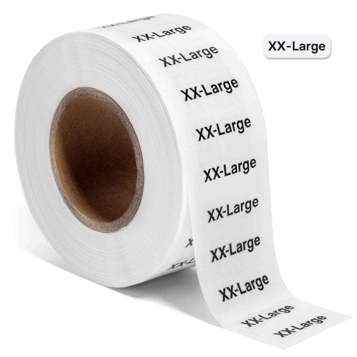 2500pcs XXL Clothing Size Labels, 1" x 0.35" Labels, XX-Large, 2500 Labels/Roll, Clear Clothing Size Sticker Labels for Shirts, Pants, Accessories, Retail Clothing