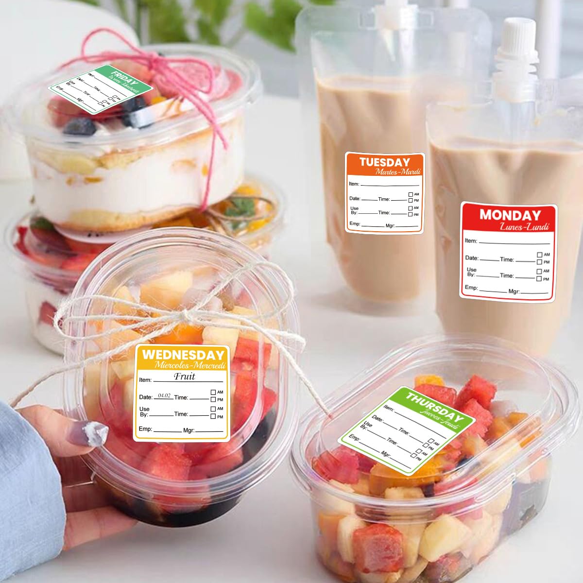 7 Day of The Week Food Labels Removable Monday-Sunday Day Stickers for Containers Home Kitchen Freezer Restaurant Monthly Planners Inventory Management Meal Prep Supplies