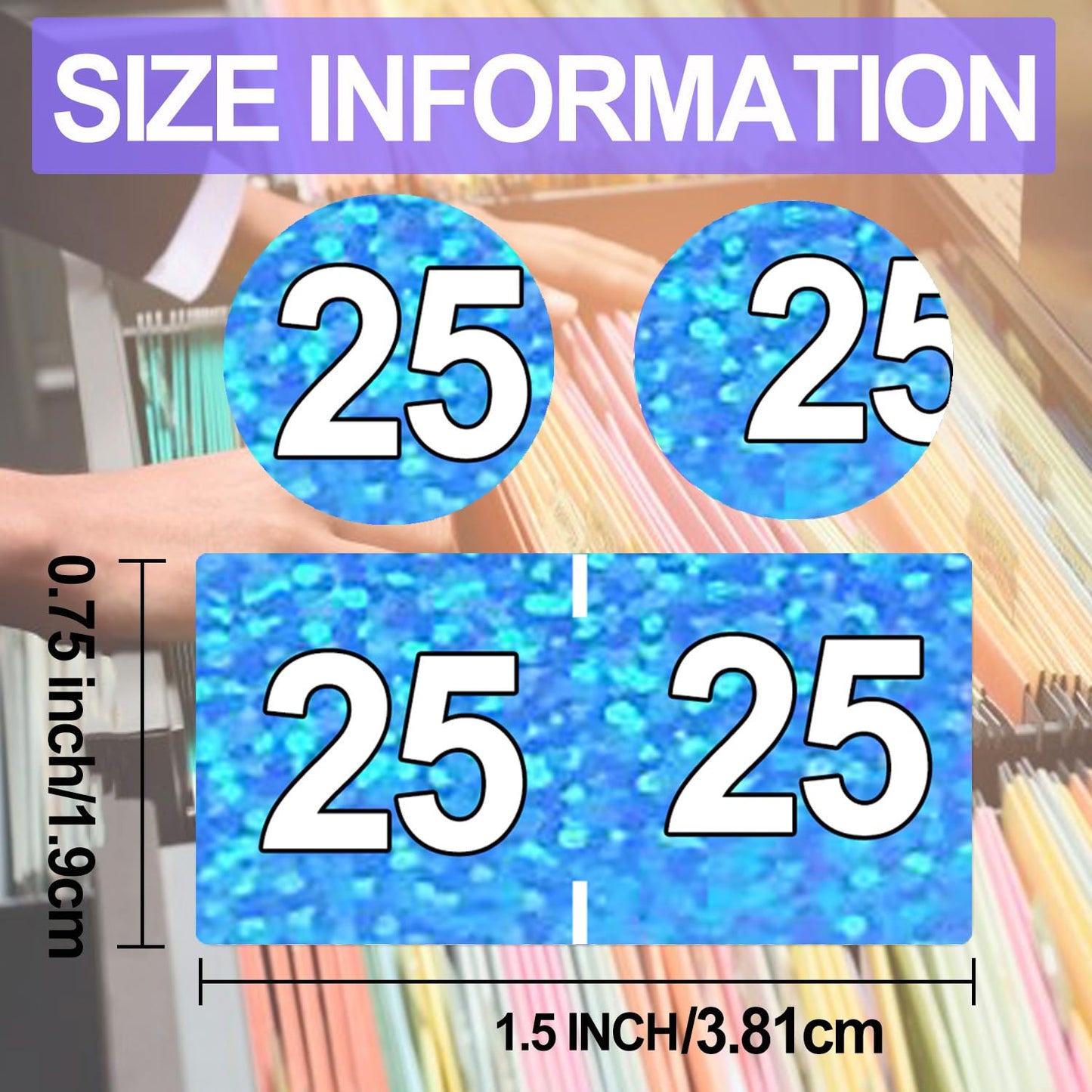 2025 Year Stickers Color Coding 3/4" x 1 1/2" File Folder Year Label Coded Colored Year Stickers for End Tab File Folder Organization Office Supplies 500 Pcs (Blue) Blue