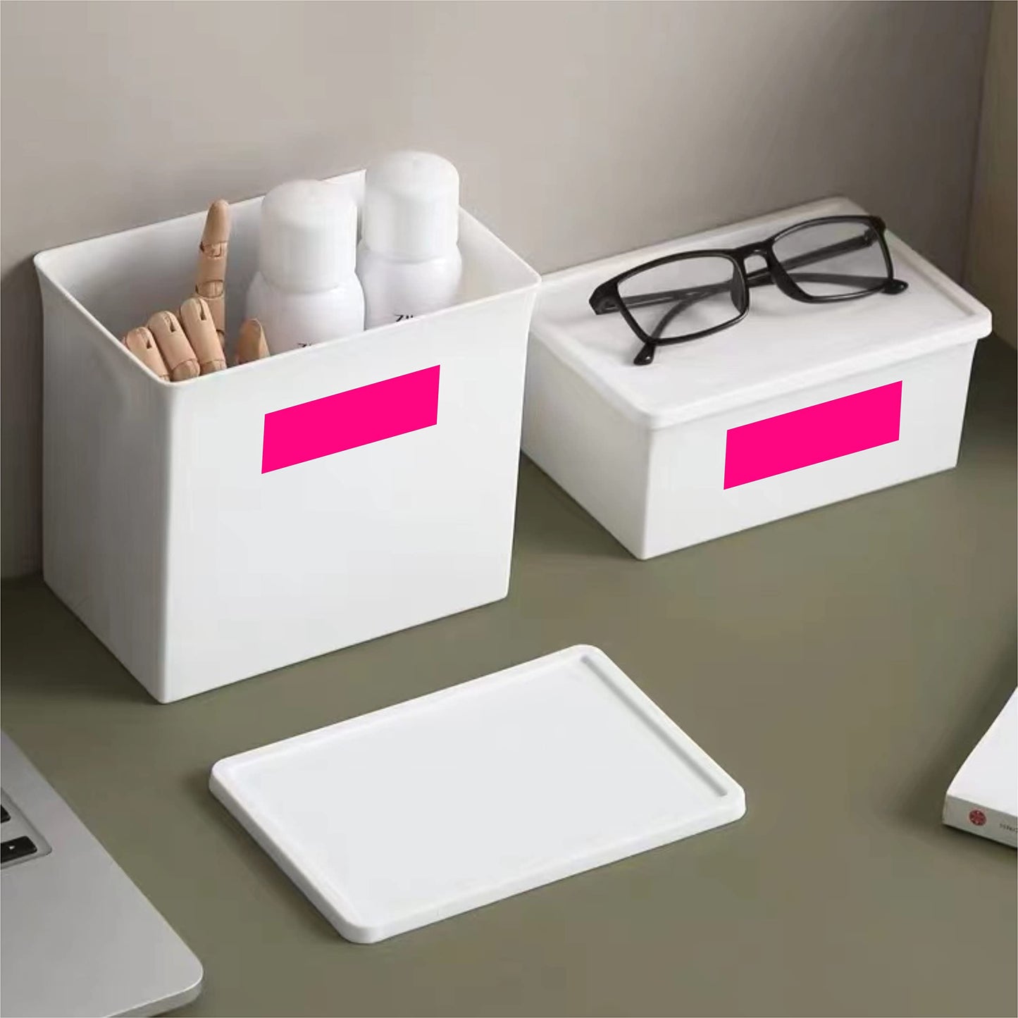 Square Color Coding Labels 3 x 1 inch - Rectangle Fluorescent Pink Color File Folder Stickers 250 Pack Per Roll in Dispenser Box