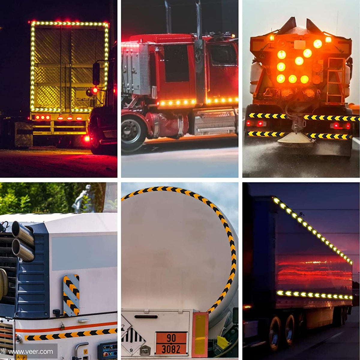 Reflective Tape, Waterproof Self Adhesive Dot Reflective Tape Outdoor Safety Caution Reflector for Trailers, Bikes, Cars(Black Yellow, 4 Inch x 32.8 Feet) Black Yellow