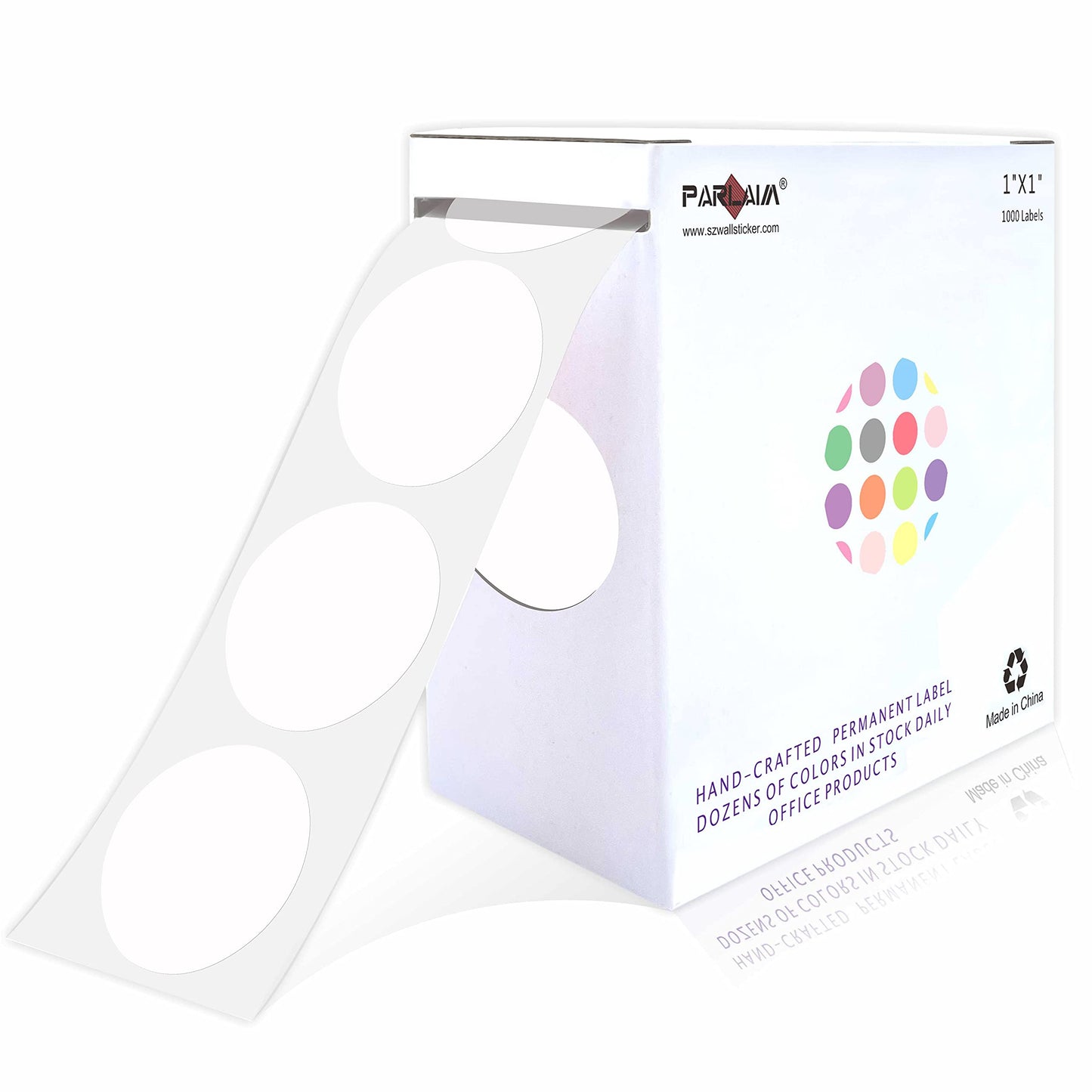 PARLAIM 1" White Round Color Coding Circle Dot Labels on a Roll, 1000 Stickers, 1 inch Diameter 1 Roll-1000PCS