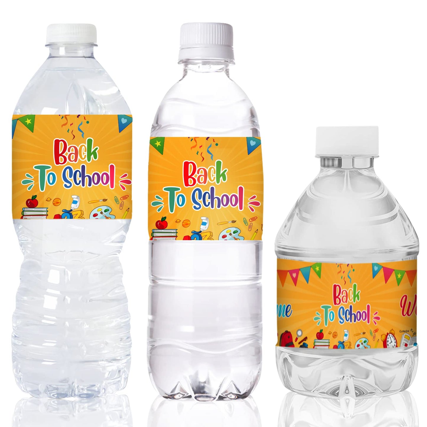 WaaHome Welcome Back to School Water Bottle Labels Decorations, 24pcs Waterproof Bottle Labels Stickers for Back to School Party Favors Supplies, Teacher Supplies for Kindergarten Preschool Elementary Back to School-1