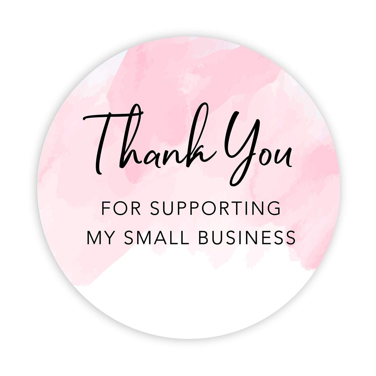 Andaz Press Round Small Business Sticker Labels, 120-Pack, Watercolor Pink Thank You Stickers Watercolor My Small Business