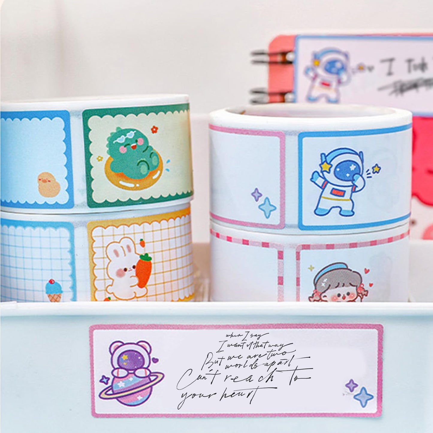 Cute Name Tag Sticker Animal Label Name Stickers Cute Dinosaur Rabbit Astronaut Name Badge School Book Pencil Name Label Sticker for Kid Students Stationery Desk Supplies 240 Pcs (4p Animal) 4p Animal