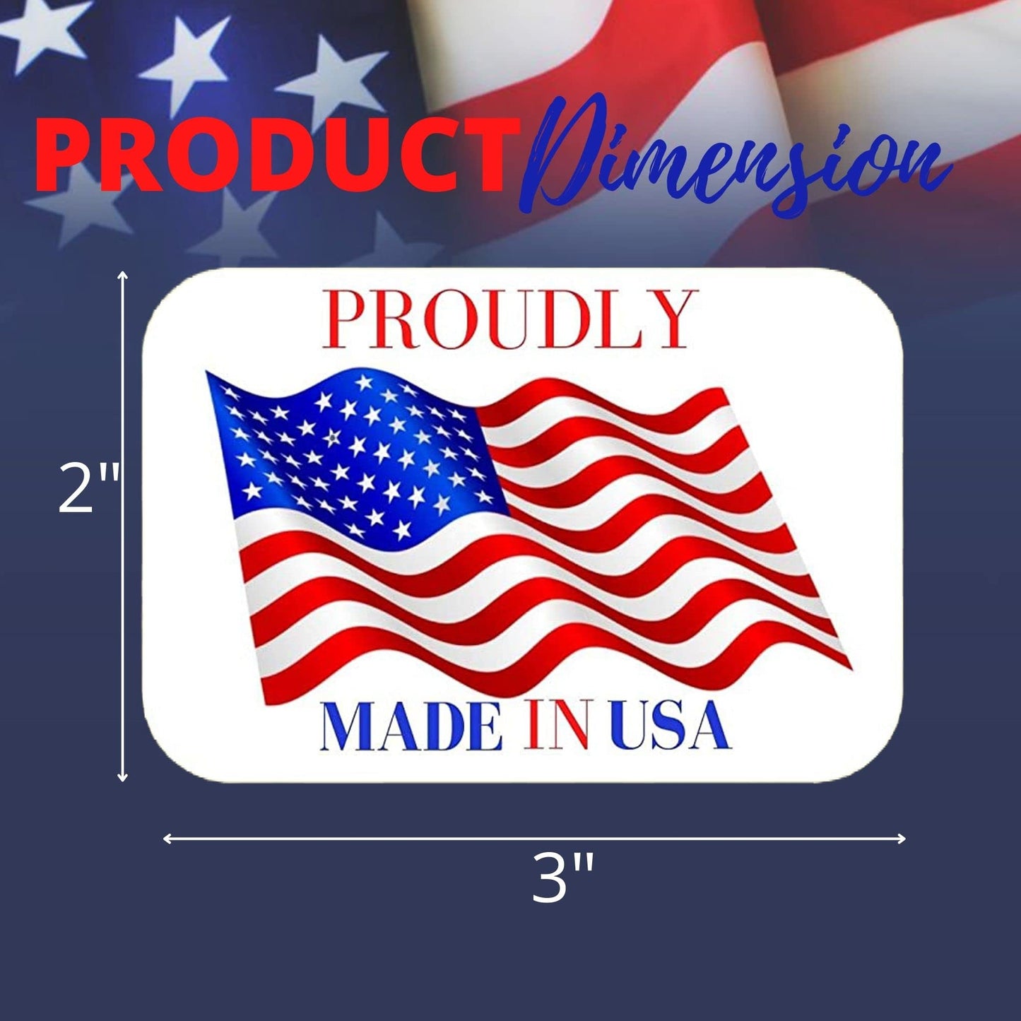 Made in USA Labels 3 X 2 Inches American Flag Stickers Glossy Paper, 500 PCS Per Roll Vinyl Decal United States Flag Sticker for Product Labeling (1 Roll) 1