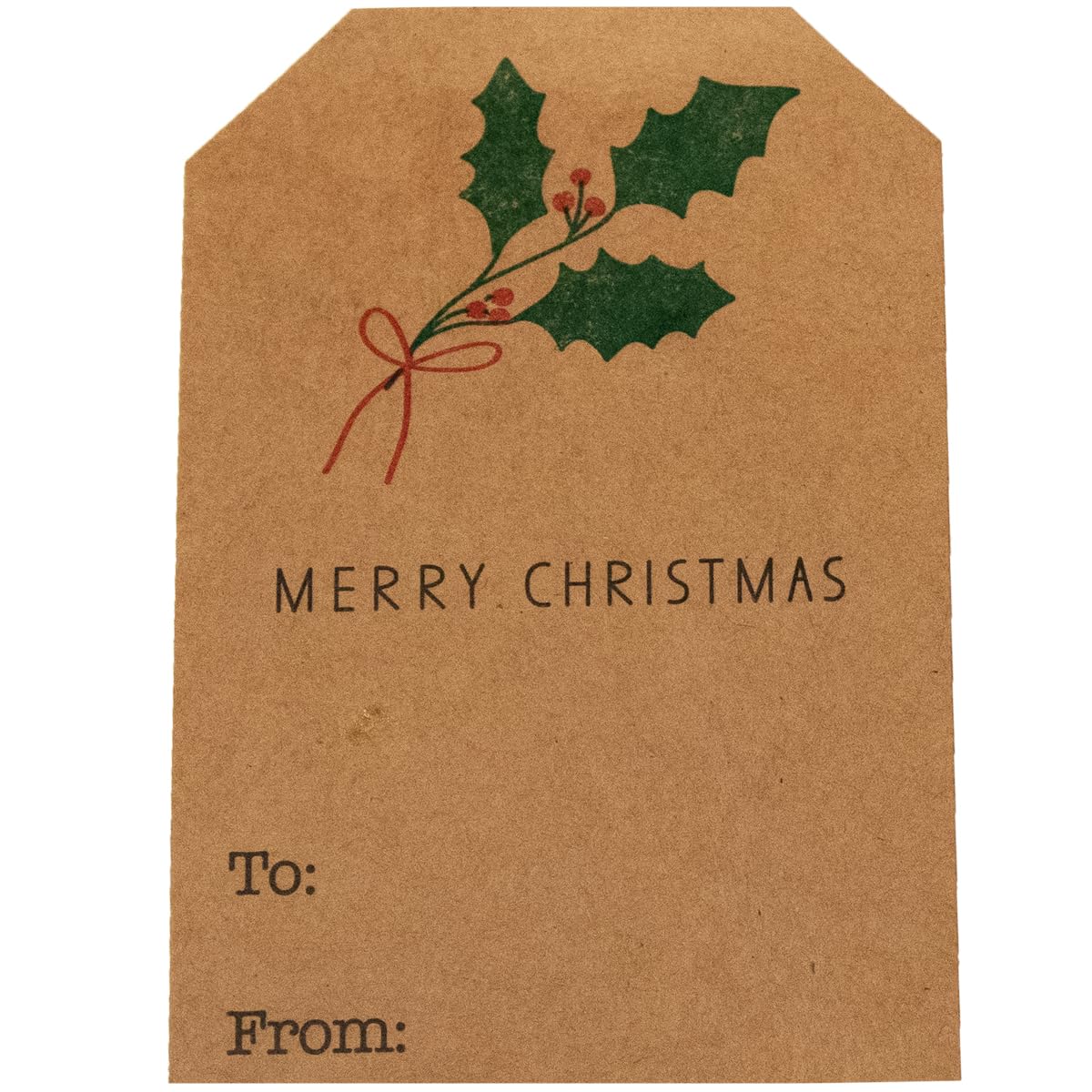 Mistletoe Holiday Gift Tags – 2 x 3 Inch Adhesive Labels with 4 Festive Mistletoe & Holly Designs – 100 Eco-Friendly Kraft Tags, Permanent Adhesive, Made in The USA
