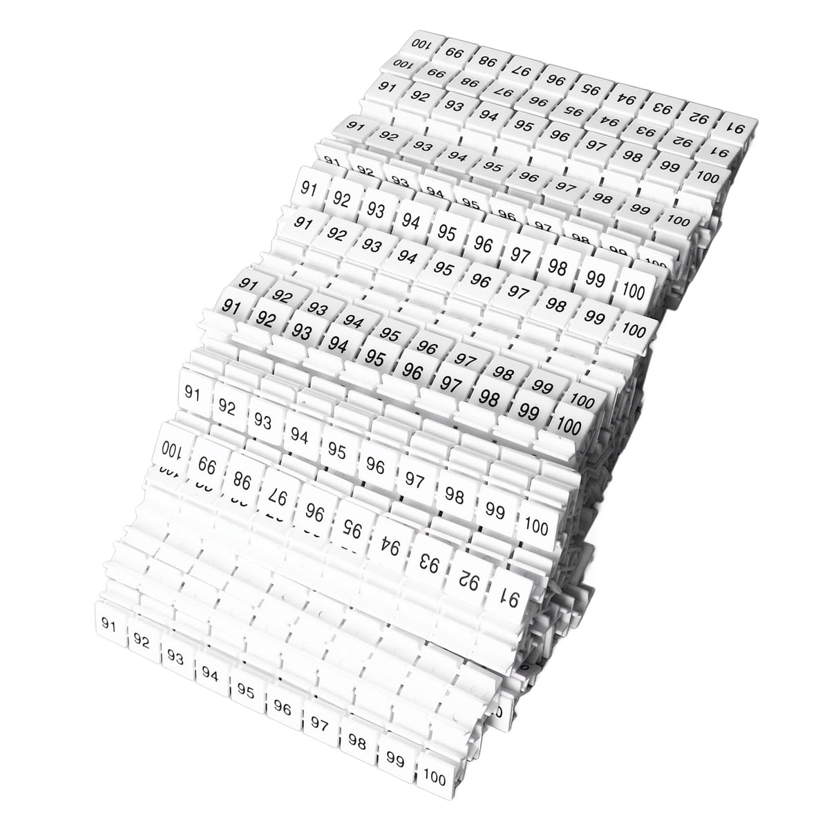 100Pcs Terminal Block Marking Labels UK10N Terminal Blocks Numbered Strips (91-100) Easy Cutting Clear Wiring Identification Cable Management