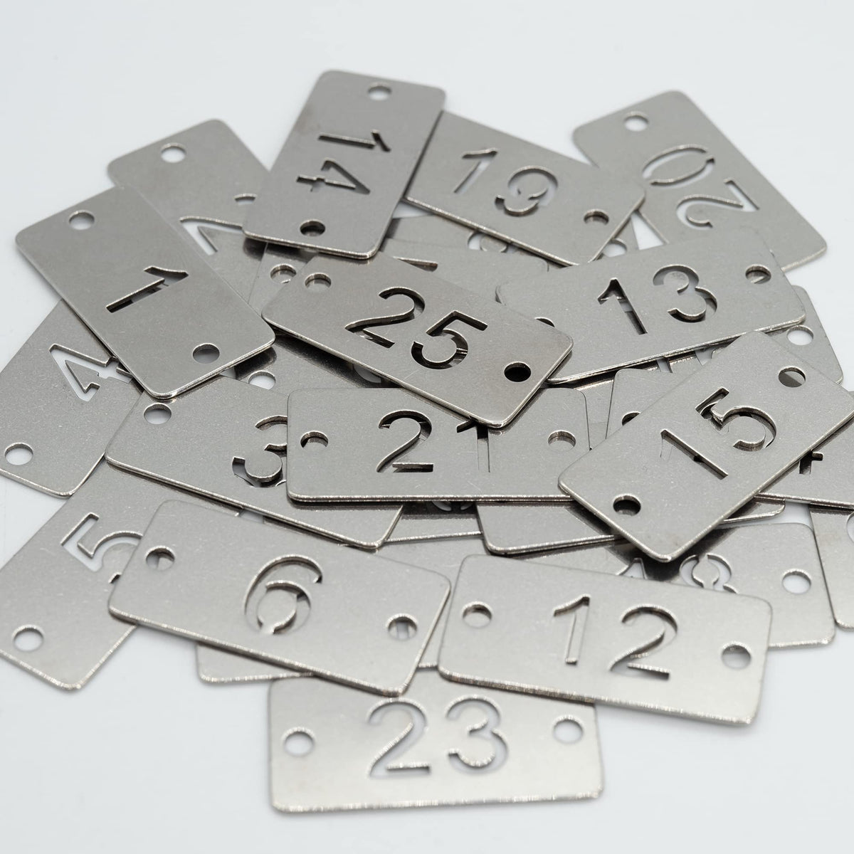 Rectangle Metal Hollowed Numbered Tags - Stainless Steel Key Tags (51-100) 51-100