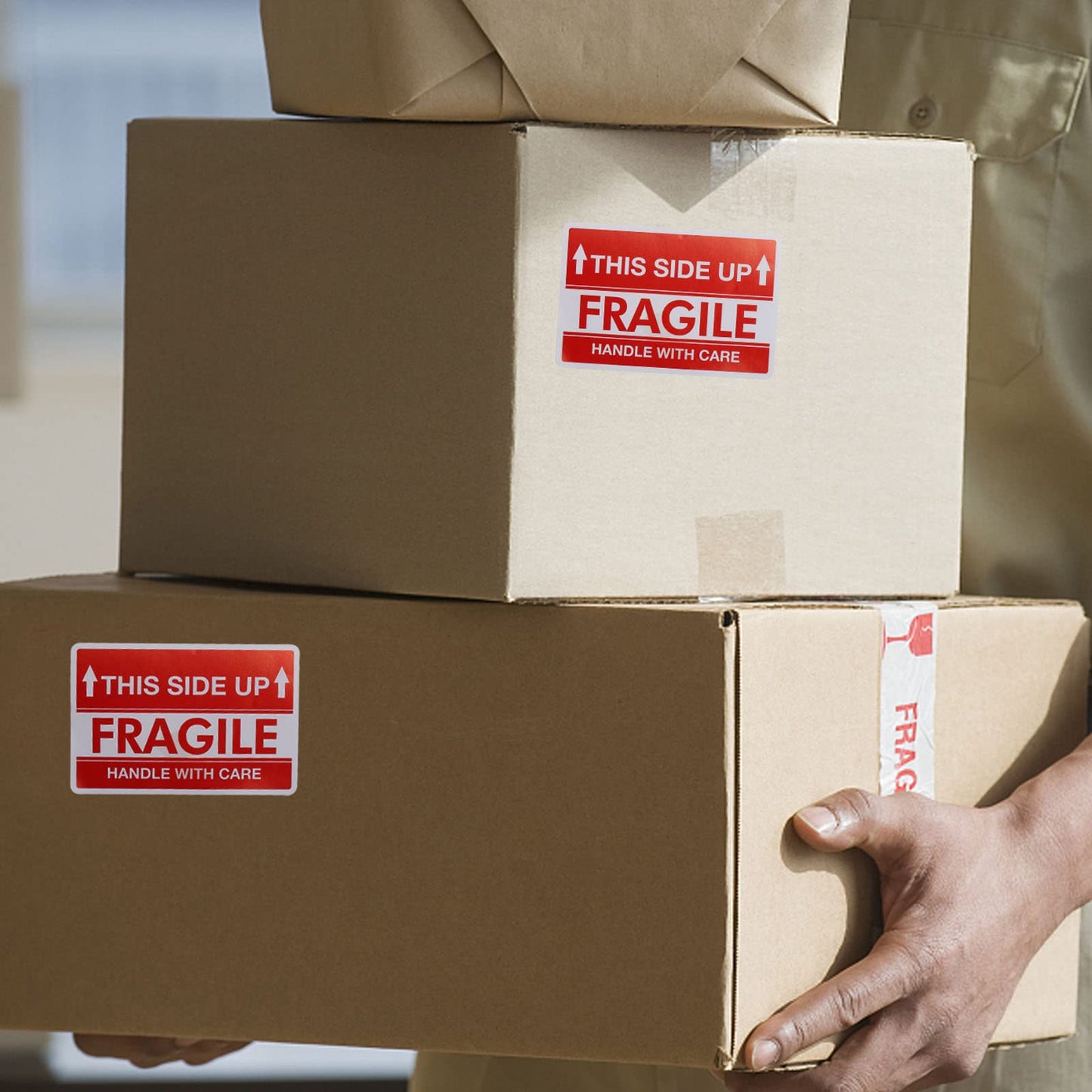 2 x 3 Inch Fragile Stickers, Handle with Care Warning Labels, This Side Up Stickers for Shipping and Moving - 1000 Labels