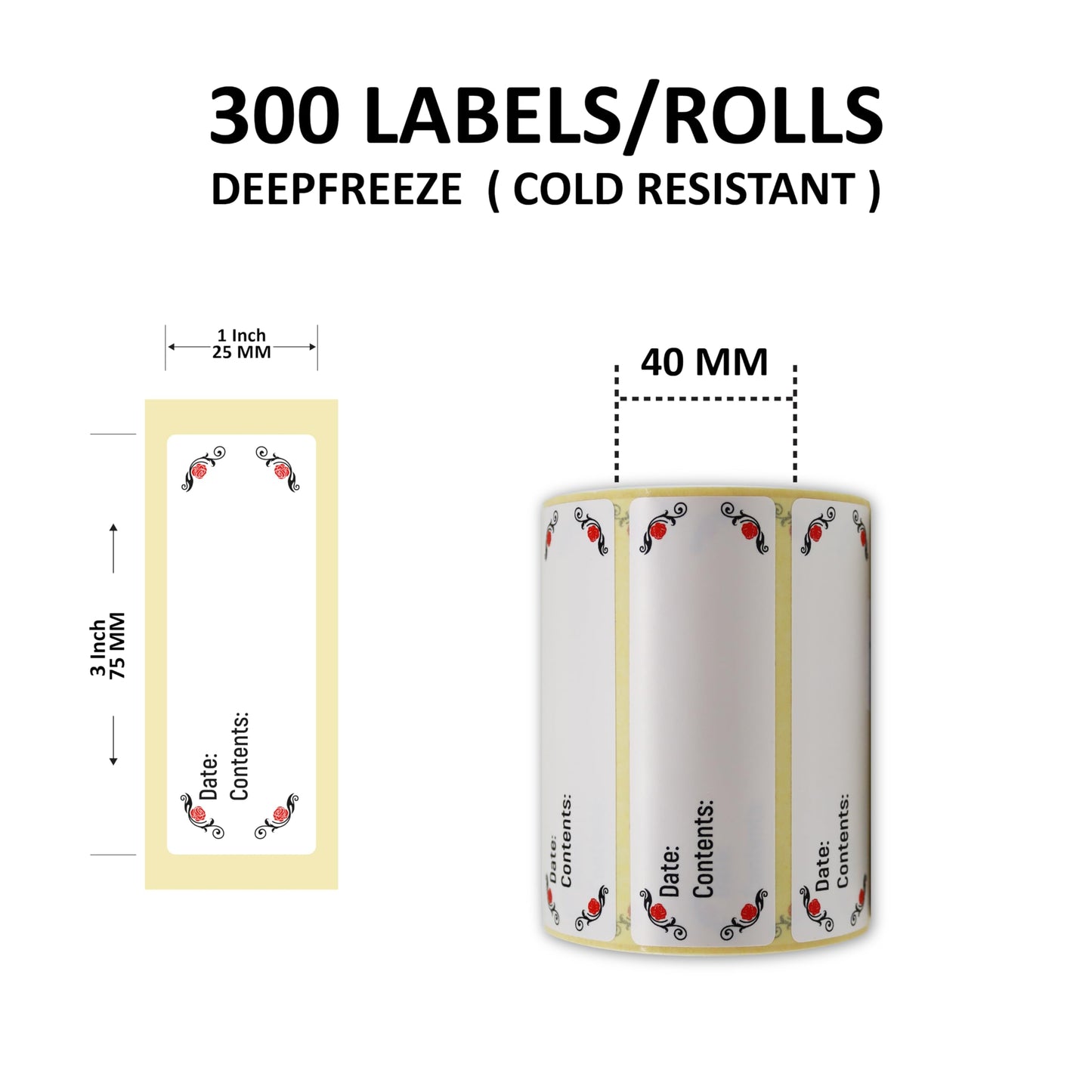 Permanent Freezer Label 300pcs, 3 x 1 Inch Blank Food Label Stickers for Storage Container, Waterproof Freezer Plastic Tape to Write on, Easy to Clean Leaves No Residue (PP Opaque Freeze)