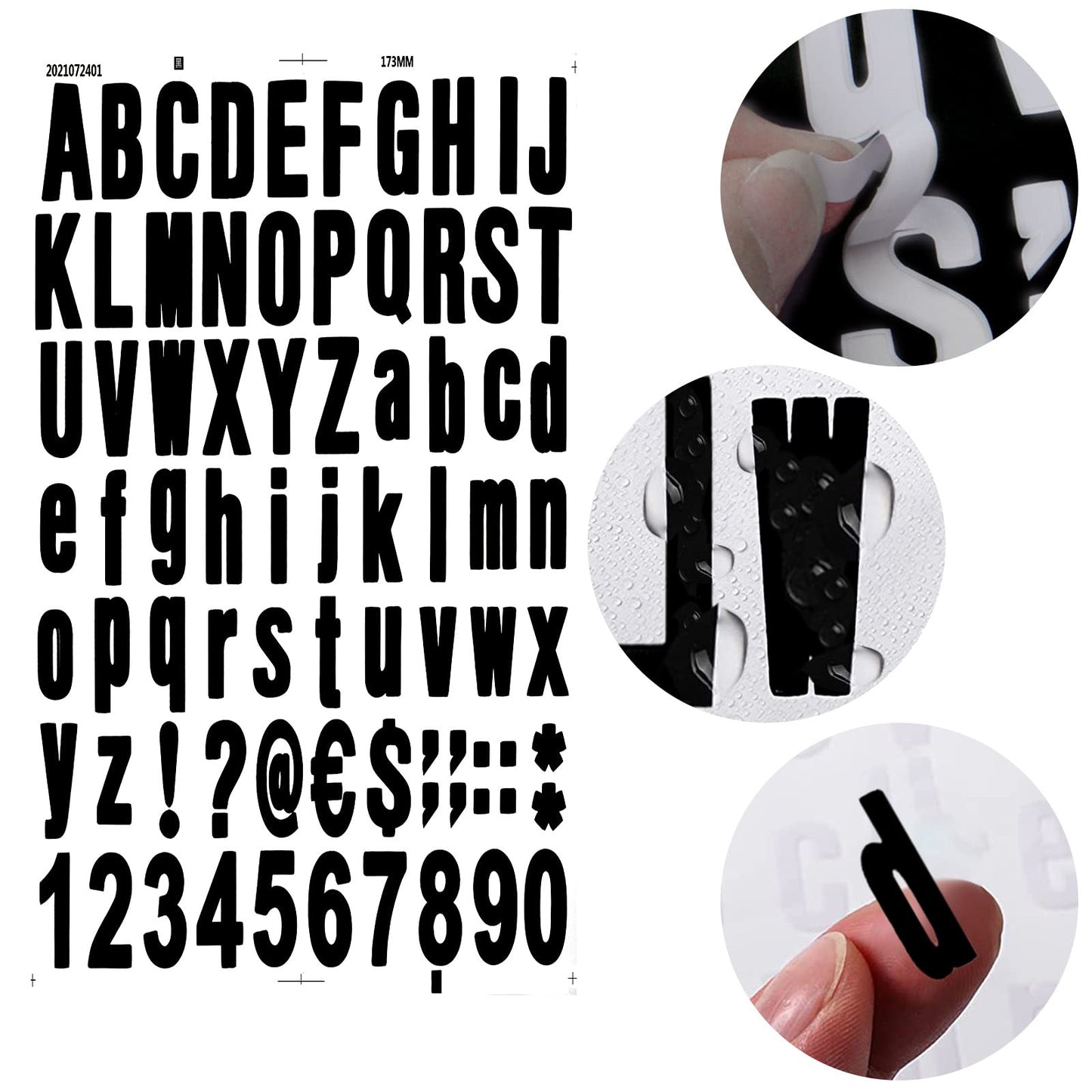 6 Sheets Self Adhesive Vinyl Letters Numbers Kit, Alphabet letter Stickers Waterproof Script Pantry Labels Stickers Decals for Mailbox, Signs, Window, Door, Cars, Business, Address Number, 2 Colors