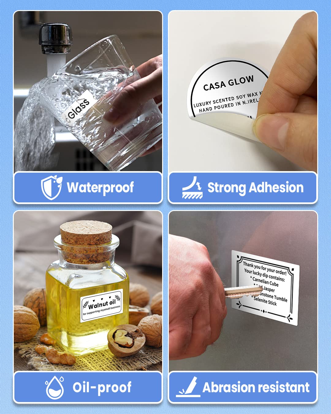 Phomemo Clear Square/Rectangle Labels 1.57'' x 1.18'', for Phomemo M110/M110S/M120/M200/M220 Label Maker, 230 Labels/1 Roll, Thermal Sticker Label for Address, Barcod, Note 1.57" x1.18"