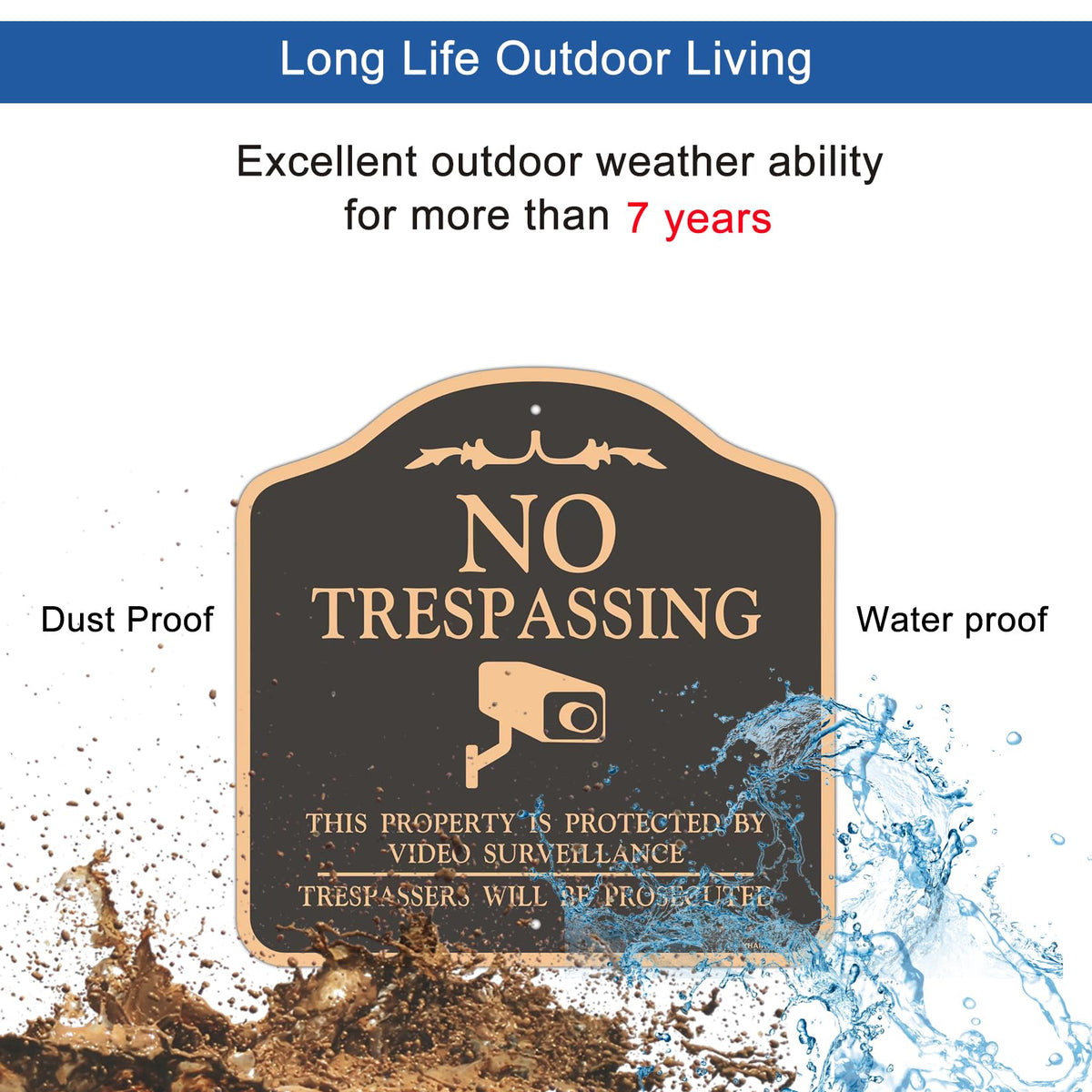 (2 Pack) Large No Trespassing Sign, Video Surveillance Signs Outdoor, Reflective, Metal, Aluminum, Includes Metal Yard Stakes for Easy Installation, 12x12 Inches