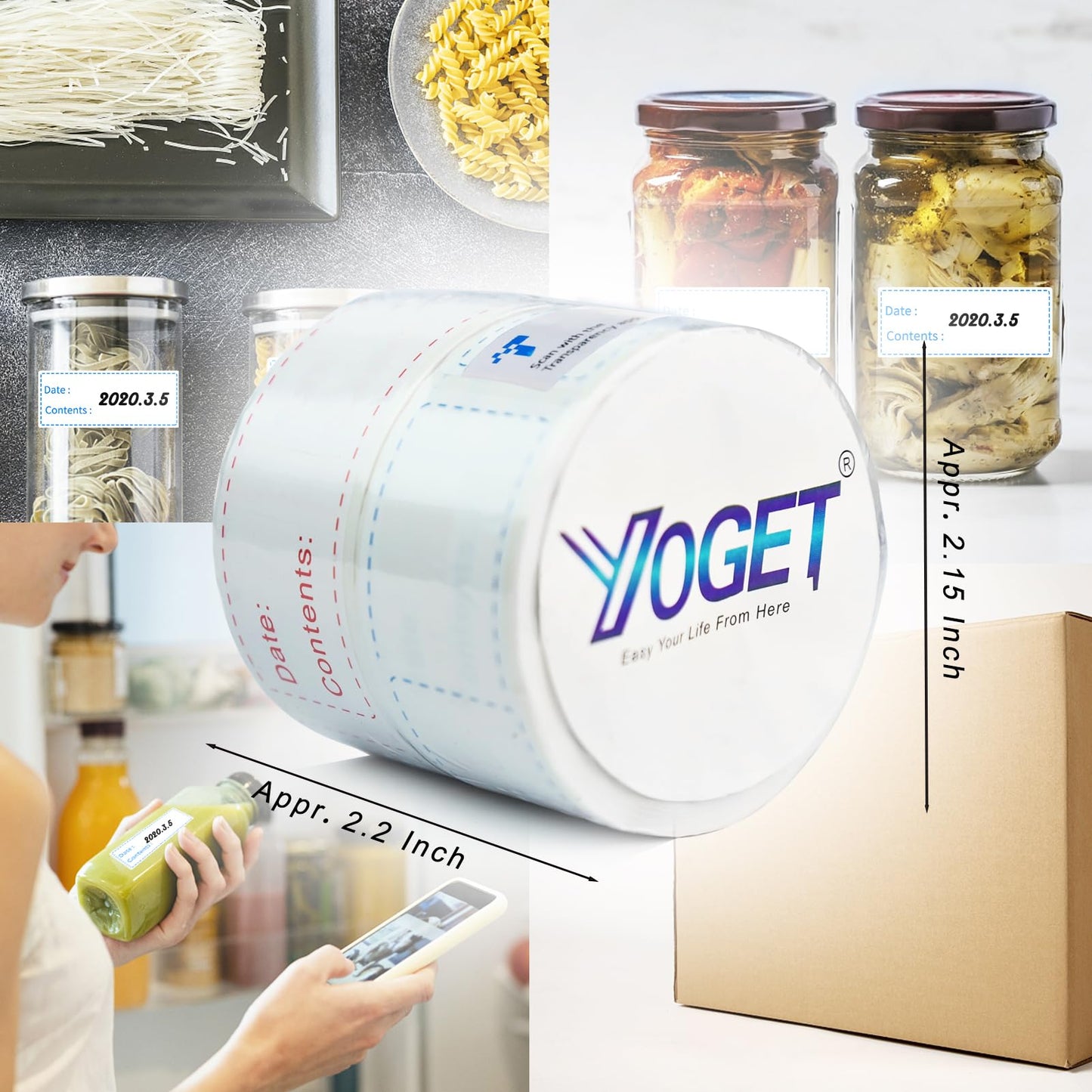 300pcs Removable Freezer Labels, Yoget 1 x 3 Inch Food Storage Stickers, Refrigerator Freezer Paper Label Easy Clean Leaves No Residue, 2 Color Food Labels Roll 1''x3''