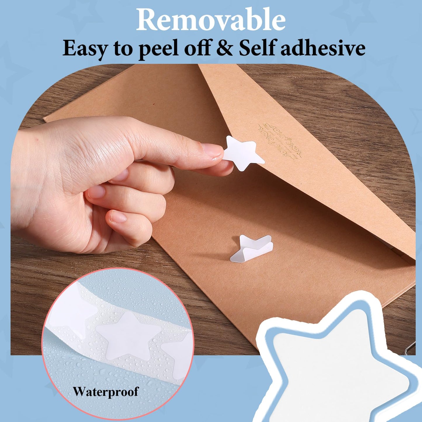 White Star Sticker Roll, 500 Pcs Small Star Shape Stickers, 1 Inch, Self-Adhesive Vinyl Stars, Labels, Paper, Waterproof, Removable, Reward Stickers for Teacher, Business, Arts and Crafts