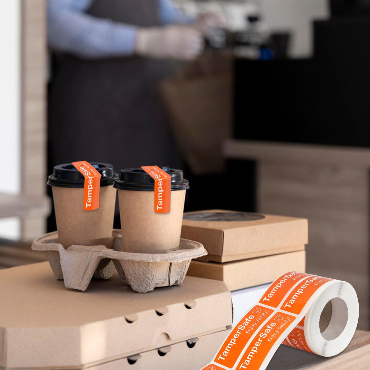 500 Pieces Tamper Evident Label1* 3 Inch Food Delivery Stickers Temper Proof Tape Roll Safe Secure Tamper Evident Seals for Food Container Pizza Boxes (Orange) Orange