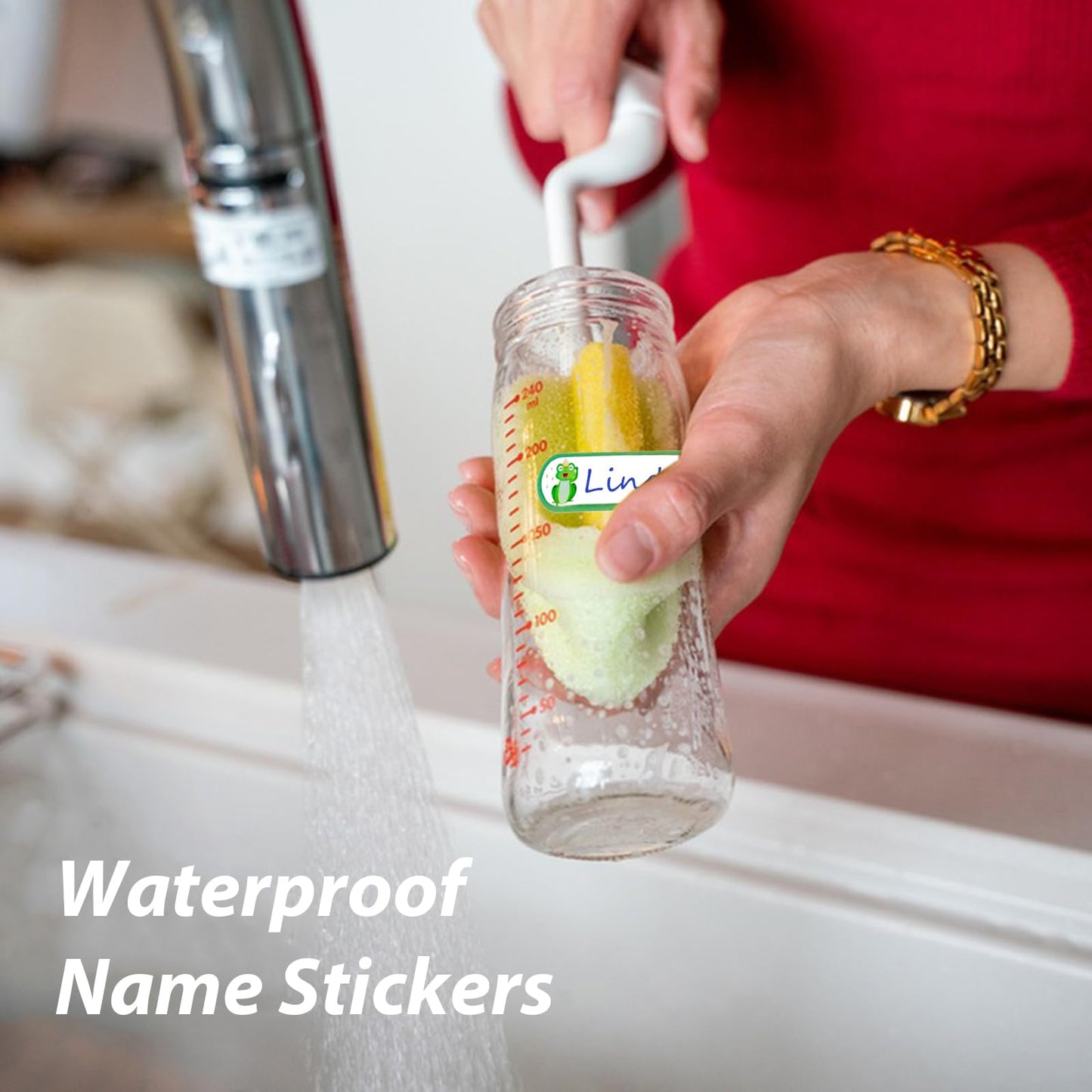 128 Pcs Baby Bottle Waterproof Labels, School Name Labels for Kids, Daycare Labels, Self-Laminating Write-On Waterproof Dishwasher Safe Stickers, Kids Name Tags,Assorted Sizes & Colors Mixed Styles-128pcs