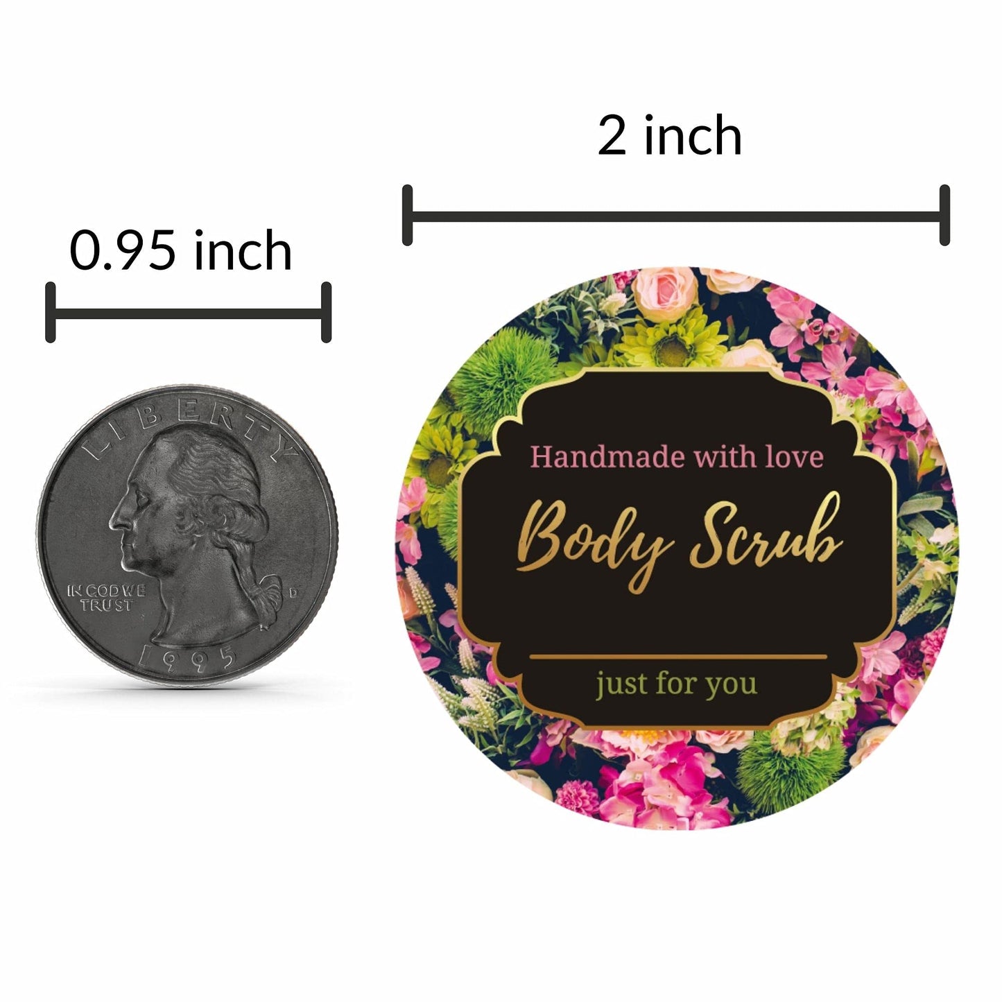 Mobiusea Creation Body Scrub Containers Labels Roll | 2 Inch | Gold Foil | 300 Waterproof Stickers for Small Plastic Containers | Ideal for Sugar Scrubs, Body Scrubs, Cosmetic Jars with Lids