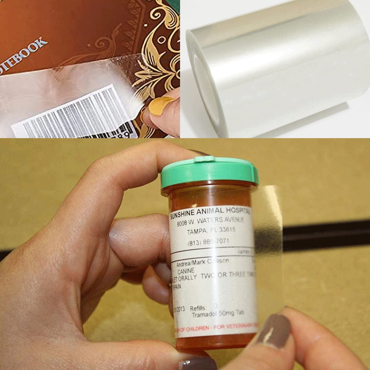 500 Pcs Label Protector Book Spine Label Protector 4x2 inch-Transparent Waterproof Clear Wafer Seal Stickers for Protecting Package Envelope Mail Barcodes, Numbers and Stickers Clear Vinyl