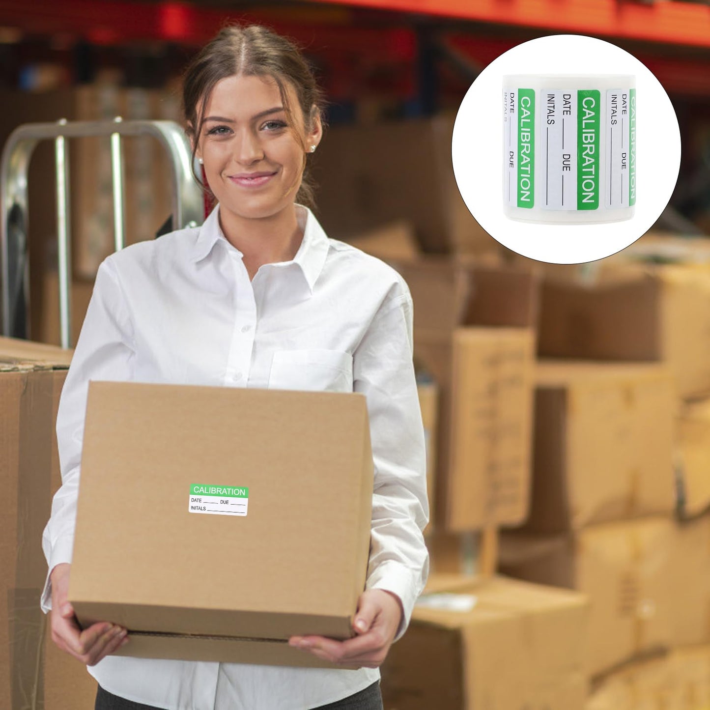 1 Roll/300pcs Green Calibration Stickers - Quality Control Adhesive Labels for Laboratory and Industrial Use - Permanent Self-Adhesive, Easy Identification, 2.36 X 2.16 Inches