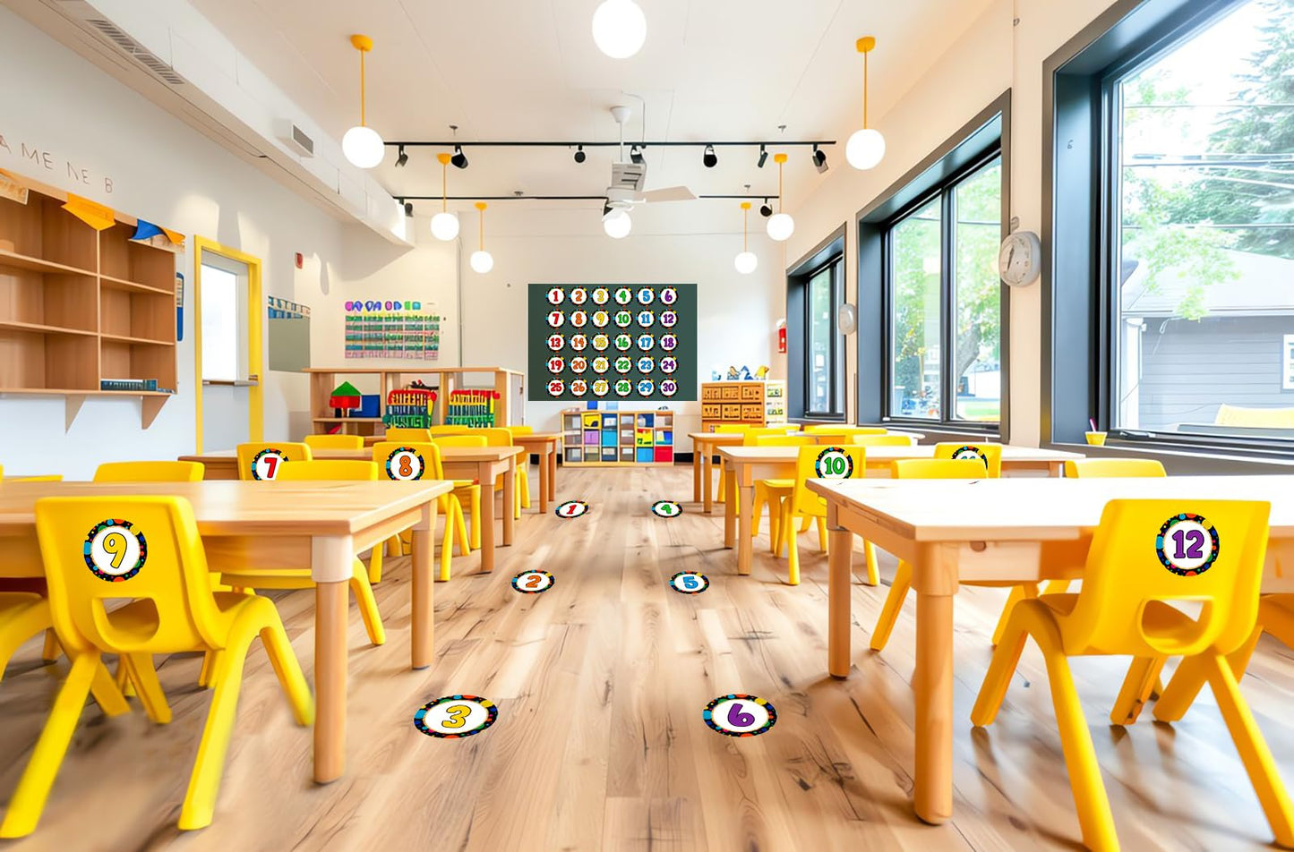 SICOHOME Confetti 4" Number Spot Markers and Labels, Classroom Line-up Helpers Stickers for Kindergarten School Decoration G-confetti