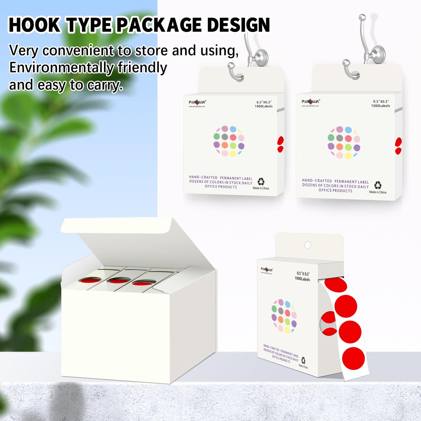 PARLAIM 1/2 Inch Round Permanent Adhesive Color-Code Dot Stickers,4000 Stickers 4RollS dots Label Dispenser Box Red Circle Stickers Labels (Red) 4 Rolls-4000 Pack