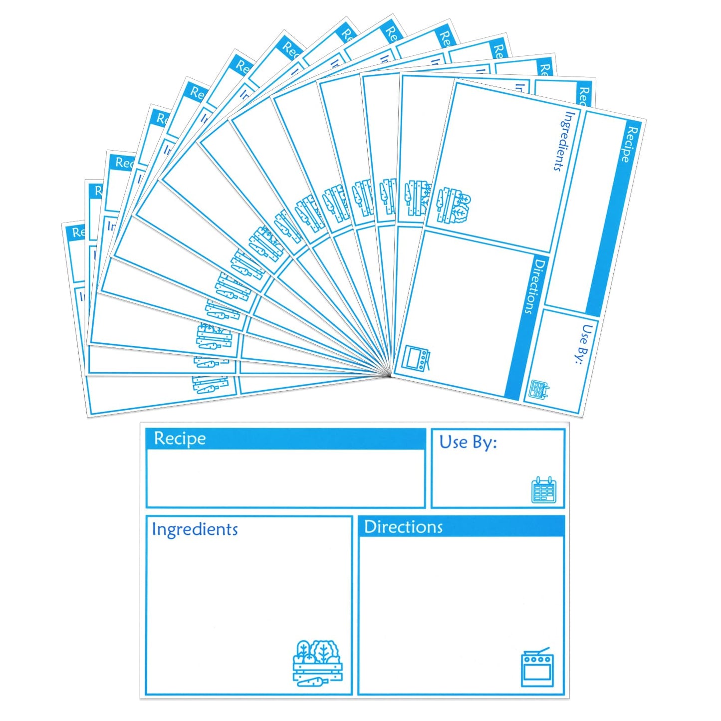 100pcs Labels for Freezer Bags Freezer Meal Labels with Instructions 3.2 X 5 inch Oil and Water Resistant Labels Food Labels for Freezer Storage for Leftovers in Fridge Removable Freezer (Blue) Blue