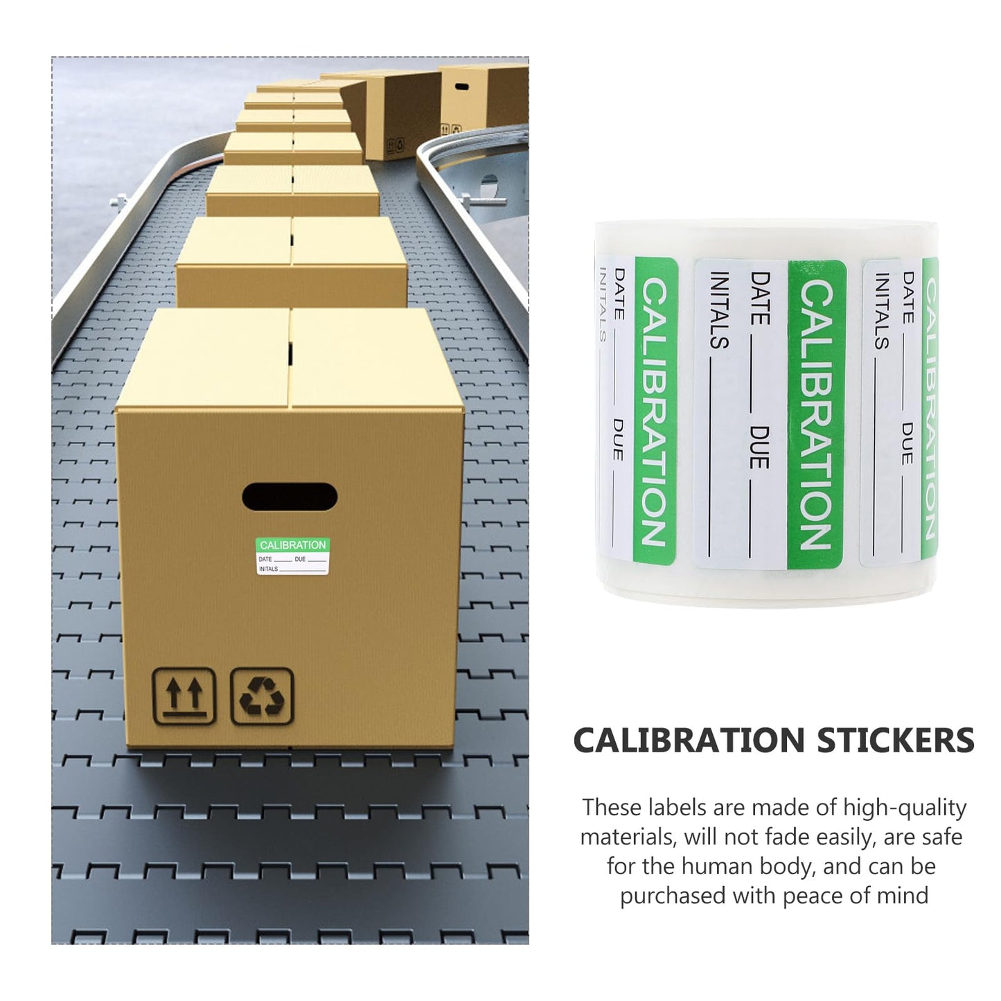 1 Roll/300pcs Green Calibration Stickers - Quality Control Adhesive Labels for Laboratory and Industrial Use - Permanent Self-Adhesive, Easy Identification, 2.36 X 2.16 Inches