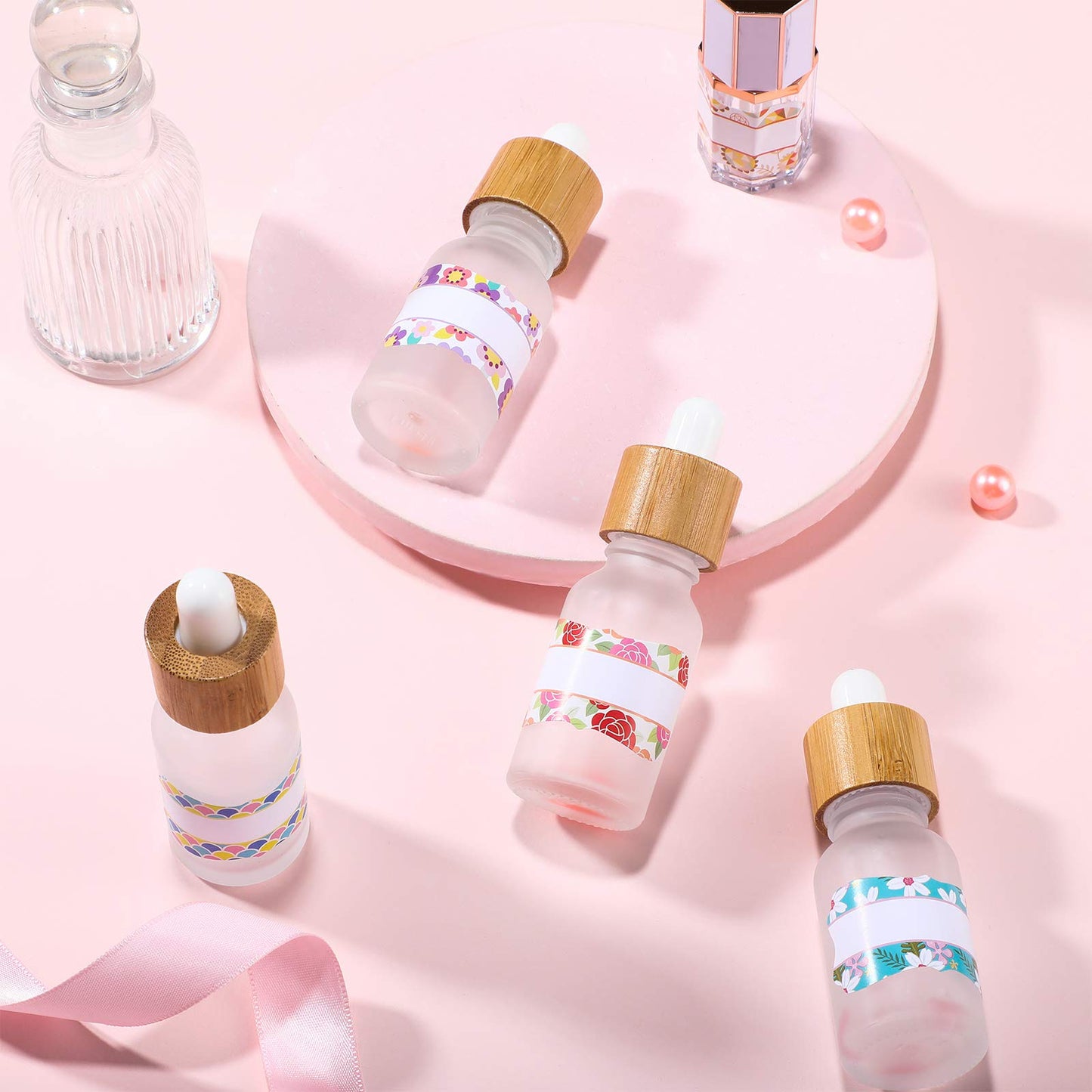 550 Pieces 10 Sheets Essential Oils Labels Include 270 Pieces Essential Oil Bottle Labels and 280 Round Cap Stickers Waterproof Stickers for Bottles Markers