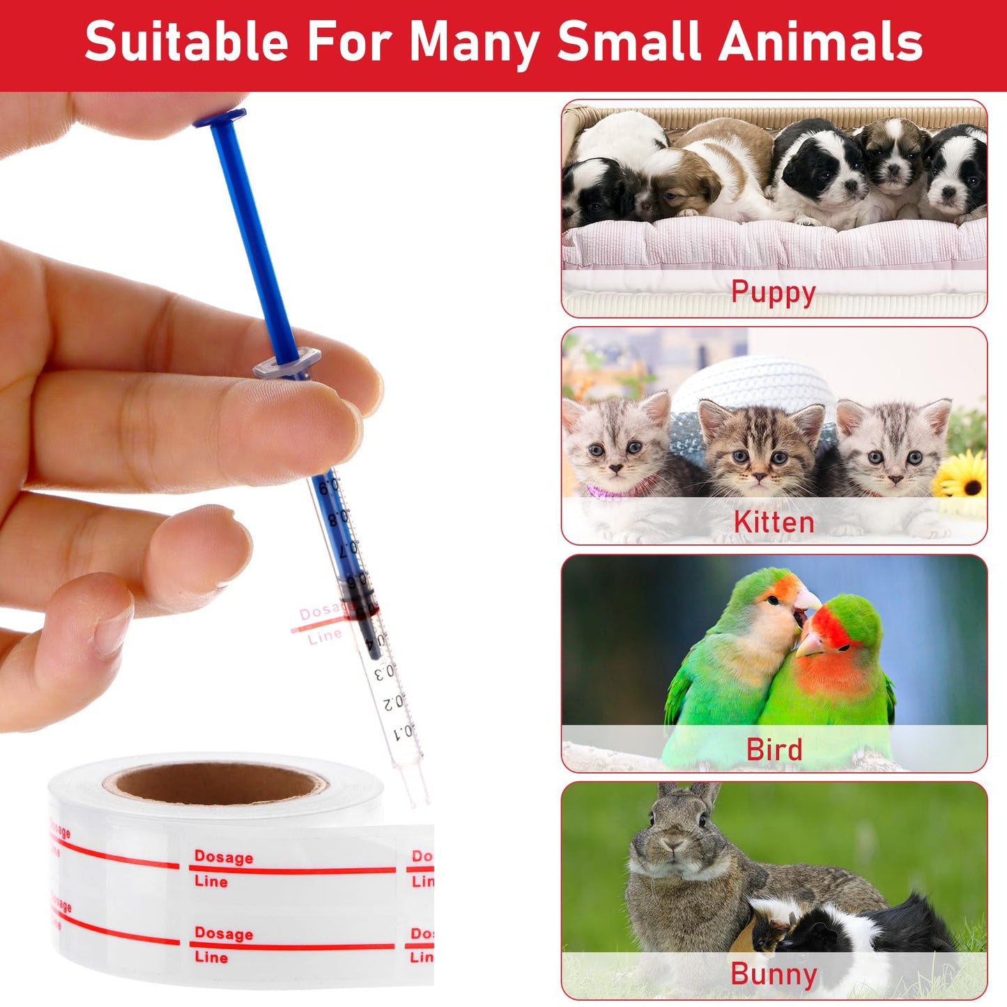 2000 Clear Syringe Labels - Dosage Marking Stickers for Medication & Veterinary Use White