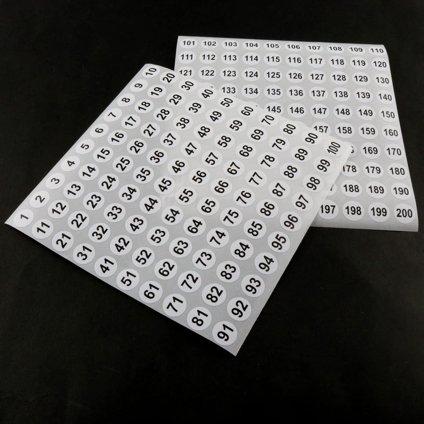 Number Stickers LUORNG 20 Sheets 0.4" 1 to 200 Digital Sticker Circular Self Adhesive Labels Black on White (10 Sheets 1 to 100 and 10 Sheets 101 to 200)