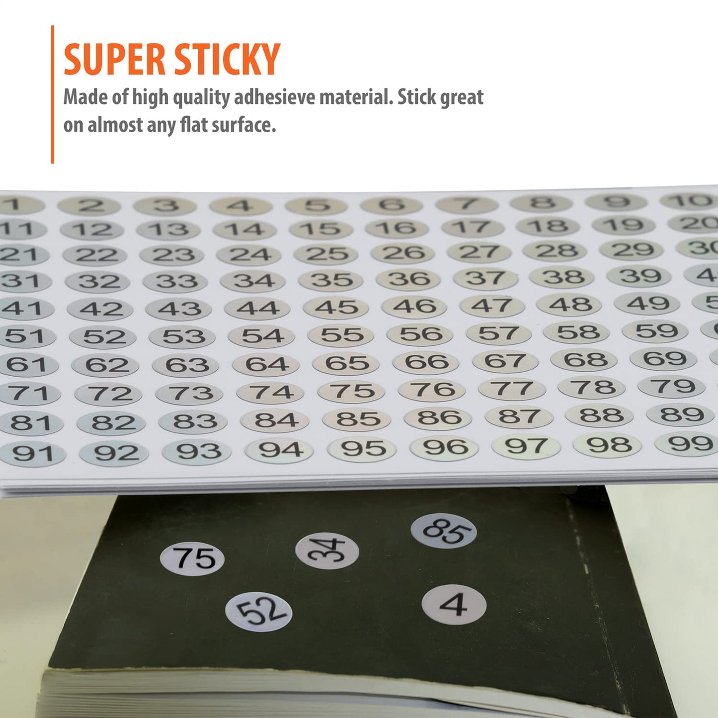 1-100 Reflective Laser Number Stickers Labels 10 Sets 1000 Self Adhesive Round Small Consecutive Number Decals Labels Signs Inventory Stickers for Storage Organizing