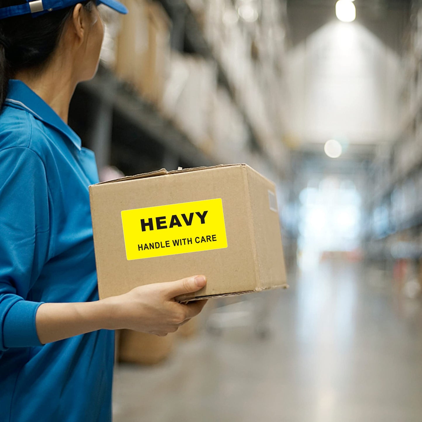 2×4 Inch Heavy Stickers Handle with Care Shipping & Handling Labels Production Warehouse Pallet Warning Labels Yellow - 200 Stickers Per Roll 1 Roll