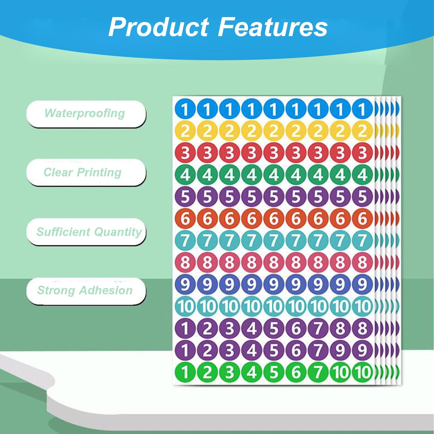RIVEENY 24 Sheets 1 to 10 Number Stickers Vinyl Consecutive Number Stickers Self Adhesive Decal for Indoor and Outdoor Waterproof Labels Number Inventory Stickers for Inventory Classification Style-b