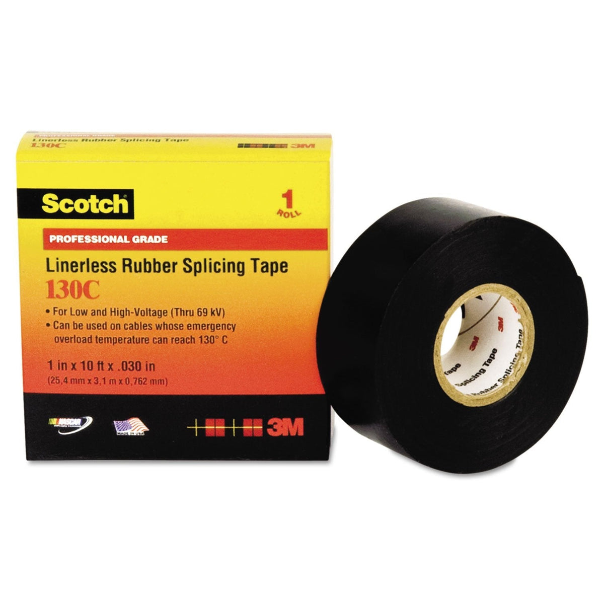 3M 41753 Scotch 130C Linerless Splicing Tape, 1" x 30ft