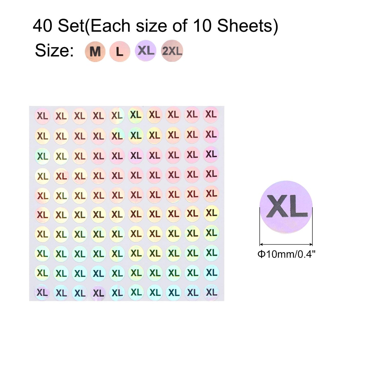 MECCANIXITY Laser Capital Letter Stickers, 0.4 Inch Alphabet S,M,L,XL Round Self-Adhesive Reflective Letter Stickers for Inventory, Storage, Organizing,1 Set(40 Sheets,4000 Stickers)