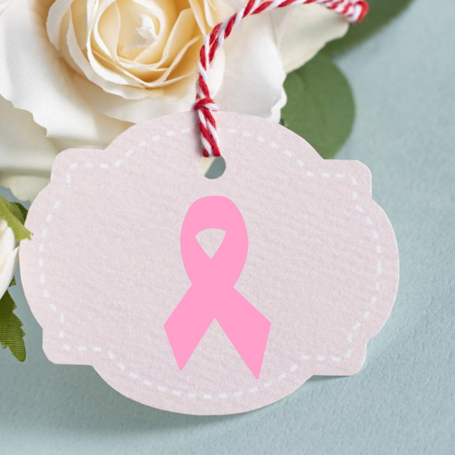 WANDIC 0.75 * 1.28in Pink Ribbon Awareness Sticker, 500 PCS Breast Cancer Awareness Stickers Adhesive Label Roll for Public Charity Fundraiser Events