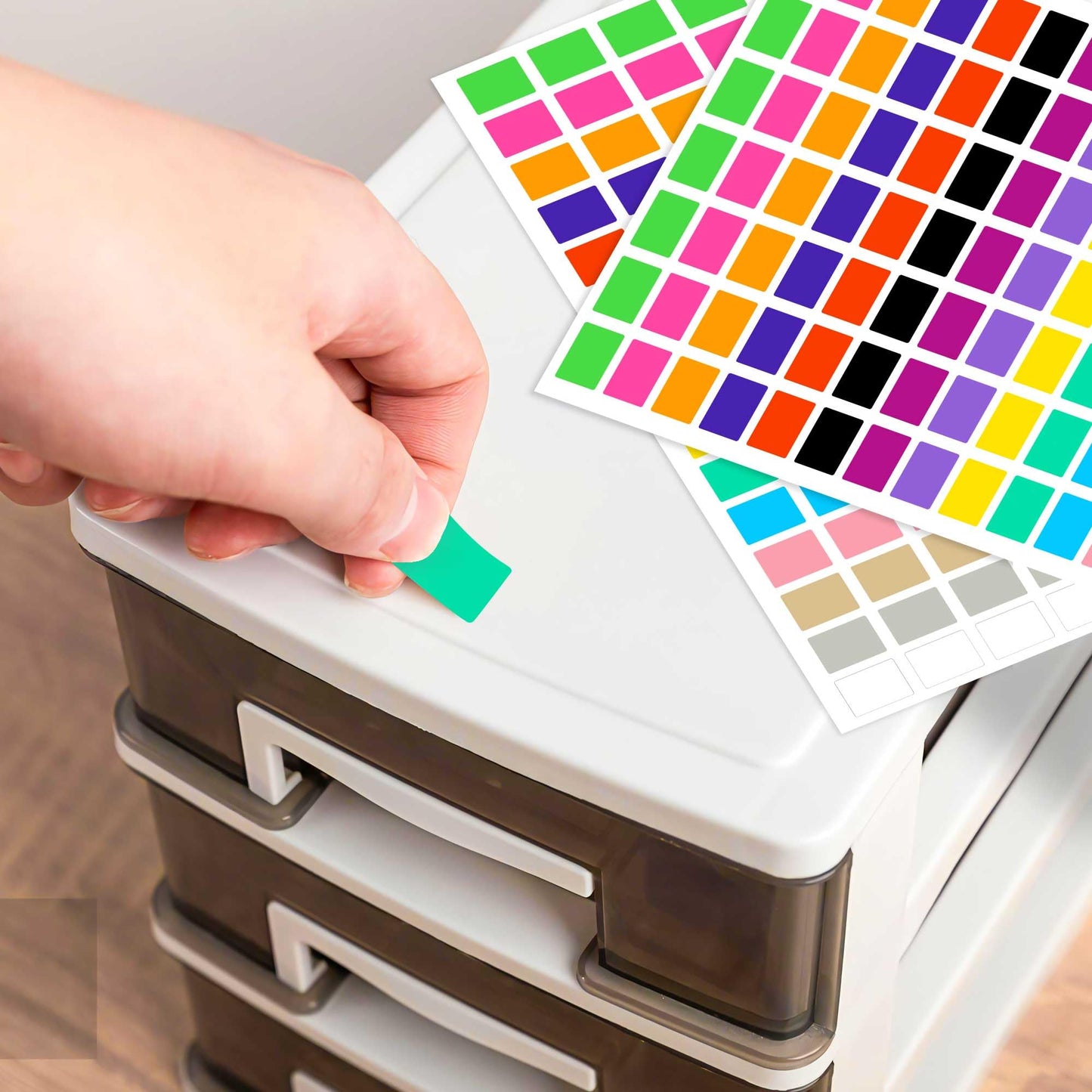 PARLAIM 1575 PCS 3/4" x 1/2" Square Color Coding Labels, 15 Colors Rectangle Stickers for Office & School
