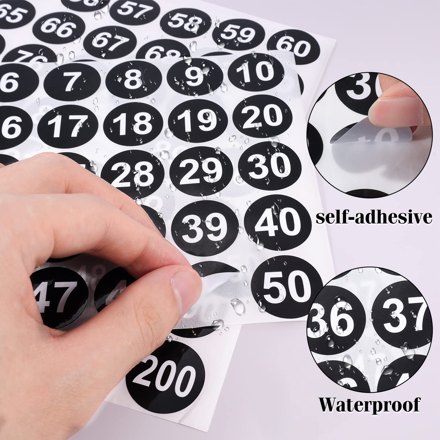 12 Sheets 1 to 200 Vinyl Number Stickers Consecutive Number Stickers 3 Sets 1 Inch Self-Adhesive Waterproof Labels Inventory Stickers Decal for Indoor Outdoor, Storage, Organizing, Classification Black,1",3sets(1-200)