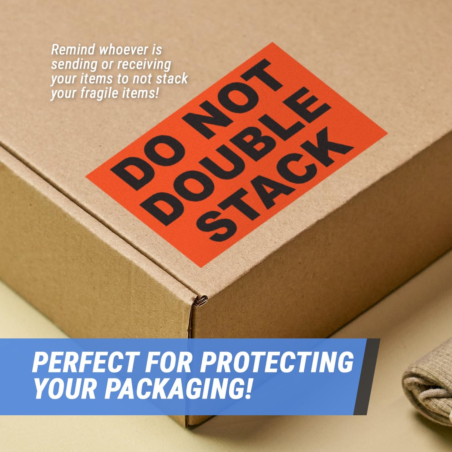 300 Do Not Stack Stickers - 3 x 5 inch, Do Not Stack Labels (Fluorescent Orange) Warning Labels for Warehouse/Shipping/Handling/Moving - 1 Roll of 300