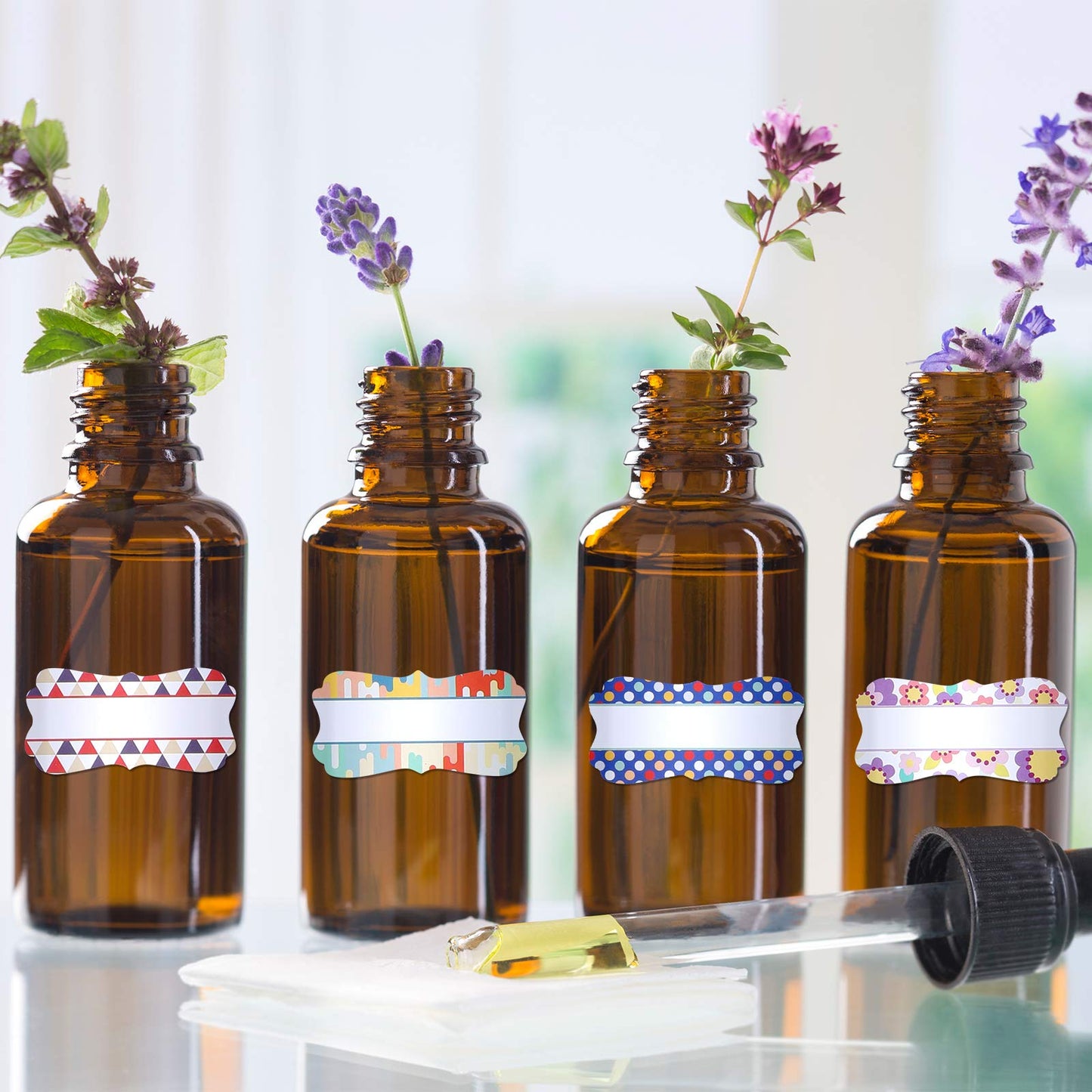 550 Pieces 10 Sheets Essential Oils Labels Include 270 Pieces Essential Oil Bottle Labels and 280 Round Cap Stickers Waterproof Stickers for Bottles Markers