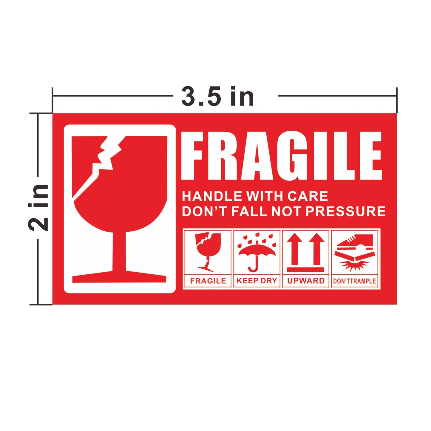 500 Pcs 3.5X2 Inch Fragile Stickers for Moving Shipping,Fragile Labels for Shipping Moving,Permanent Adhesive Shipping Stickers
