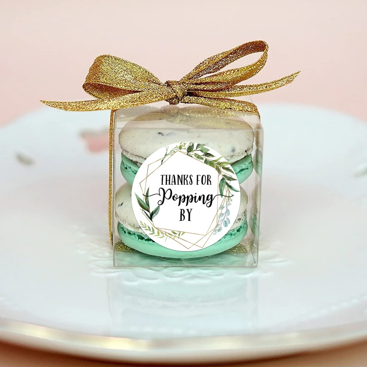 Thanks for Popping by Stickers, Greenery Baby Shower Favor Stickers, Bridal Shower, Wedding Stickers, 2 Inch, 50-Pack.