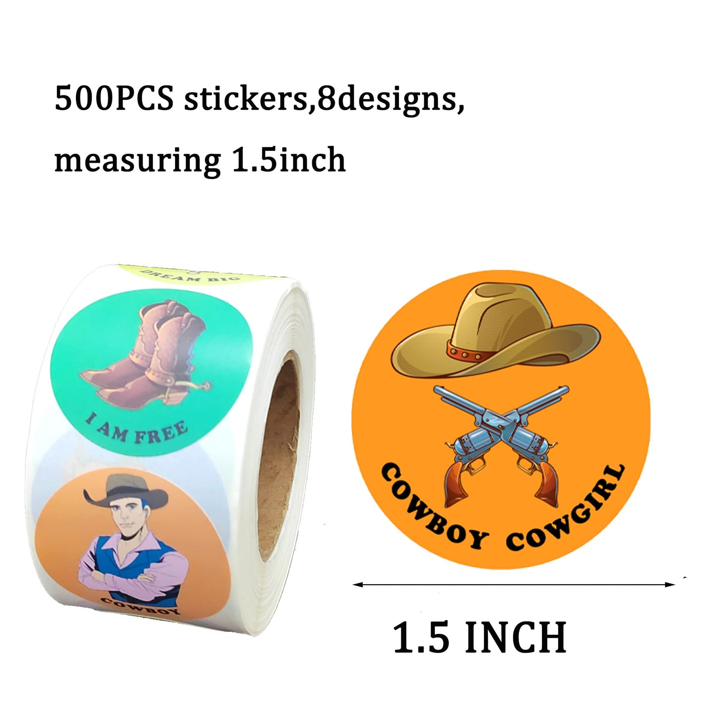 500 Pieces Western Cowboy Stickers Party Favors Supplies Decorations Wild Horse Kentucky Animal Derby Birthday Labels Roll Decals Baby Shower