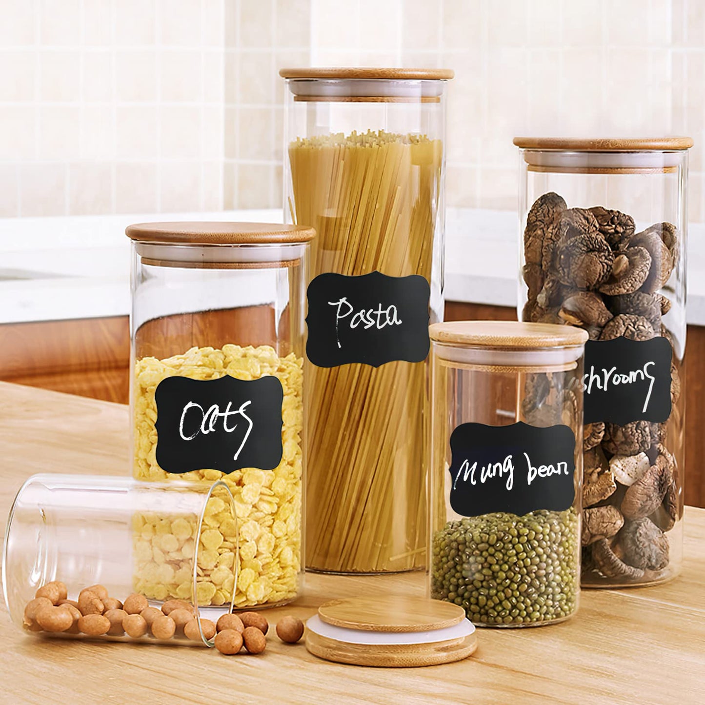 120 Pcs Chalkboard Storage Bin & Container Labels - Waterproof Reusable Chalk Labels for Mason Jars - Liquid Chalk Markers (2 Included) - Perfect for Parties & Weddings 1 style (120pcs)
